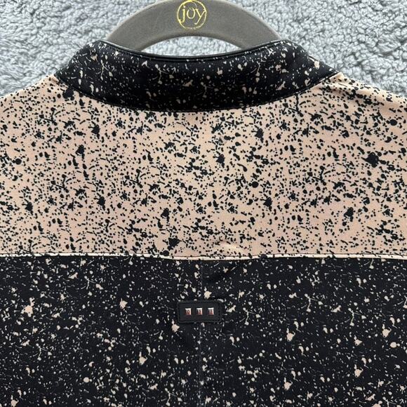 Jamie Sadock Women's Large Golf Tennis Shirt 3/4 Sleeves Black Tan Zip Collar - Picture 8 of 10